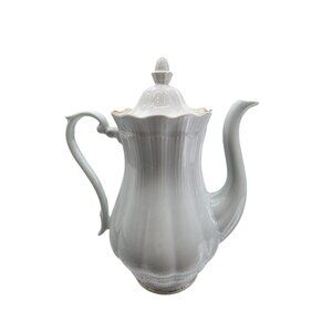 Vintage Walbrzych Coffee Pot Ivory with gold trim Made in Poland